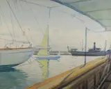 Le port de Cannes by Tony Minartz, Aquarelle signée et située au dos (?) Vue:, sold Apr 2016