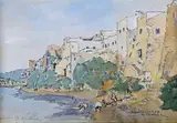 Lavandière en bord de ville by Armand de Cultrera Montaldo, 1938, Encre et pastel signé et daté en bas à droite, sold Apr 2016