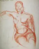 Nu assis by Alexander Evgenevich Iacovleff, Sanguine signée en bas à gauche, sold Apr 2016