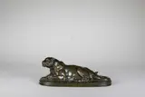 Panthère couchée by Antoine-Louis Barye, Epreuve en bronze à patine brun clair nuancé, sold Apr 2016