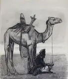 Méhari et targui assis by Paul Jouve, 1931, Crayon sur papier Japon signé en bas à gauche, sold Apr 2016