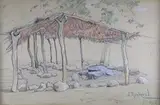 L'abri by Louis Randavel, 1924, Pastel signé et daté en bas à droite, sold Apr 2016
