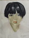 Portrait de jeune vietnamienne by Alix Aymé, Eau-forte réhaussée de gouache signée en bas à droite, sold Apr 2016
