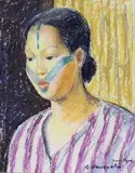Femme tayal by Albert Vauquelin, Crayon gras titré et signé en bas à droite, sold Apr 2016
