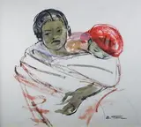 Maternité malgache by Élisabeth Faure, Gouache et aquarelle sur papier signé en bas à droite, sold Apr 2016