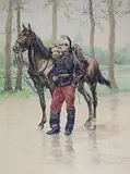 Dragon de la IIIe République by Georges Scott, Aquarelle signée et datée en bas à droite avec envoi «à Monsieur et Madame DELAPLANE (?)», sold Feb 2016