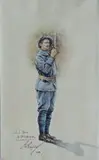 Le chasseur alpin by Lucien Rousselot, 1923, Aquarelle signée, sold Feb 2016