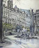 La rue Miron by Émile Appay, Pastel gras, pierre noire et aquarelle, sold Feb 2016