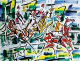 Les courses by Gen Paul, Gouache signée en bas à gauche, sold Feb 2016