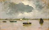 Bateaux sur le fleuve by Siebe Johannes ten Cate, 1908, Pastel sur papier signé en bas à droite et daté, sold Dec 2009