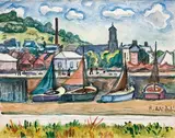 Le port de Honfleur by Henri Saint-Delis, Aquarelle signée en bas à droite, sold Dec 2009