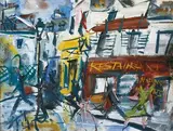 Cycliste et passants à Montmartre by Gen Paul, Gouache signée en bas à gauche, sold Dec 2009