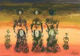 PERSONNAGES SURRÉALISTES » by Lucien Coutaud, 1976, Gouache sur papier signé et daté en bas à droite, sold Nov 2009