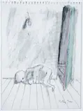 HOMME RECROQUEVILLÉ by Jean Rustin, Mine de plomb et pastel sur papier signé en bas à droite, sold Nov 2009