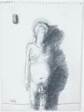 HOMME DEBOUT by Jean Rustin, Mine de plomb et pastel sur papier signé en bas à gauche, sold Nov 2009
