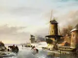 Winterfreuden vor der Stadt by Andreas Schelfhout, oil on canvas, offered Sep 2025