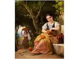 Auf Einer Treppe Sitzendes Italienisches Mädchen mit Orangen, im Hintergrund Eine Junge Frau mit Orangenkorb auf dem Kopf by Franz Ludwig Catel, 1778 Berlin – 1856 Rom, oil on canvas, offered Sep 2018