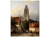 Stadtansicht von Zaltbommel mit Blick auf die Stadtkirche by Cornelis Springer, oil on canvas, offered Sep 2015