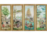 Satz von Vier Grossformatigen Aquarellgemälden mit Historistischer Thematik der Zeit Louis xv by Maurice Leloir, 1853 Paris – 1940 ebenda, watercolor, sold Mar 2019
