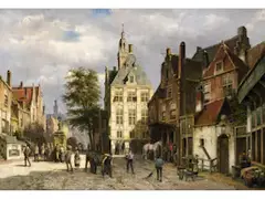 Fantasievolle Niederländische Stadtansicht by Willem Koekkoek, oil on canvas, sold Sep 2023