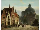 Die Lutherkirche in Amsterdam mit Blick auf Einen Platz by Willem Koekkoek, oil on canvas, offered Mar 2019