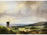 Weite Sommerlandschaft mit Windmühle by Andreas Schelfhout, oil on canvas, offered Jun 2025