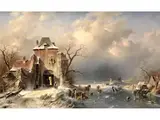 Winterlandschaft by Charles Leickert, oil on canvas, sold Jun 2025