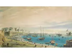 Ansicht des Hafens von Civitavecchia by Carlo Bossoli, tempera, sold Jun 2026