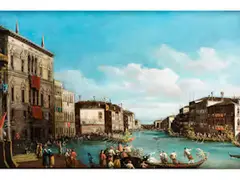 Venedigvedute mit Regatta auf dem Canal Grande by Giuseppe Bernardino Bison, oil on canvas, sold Jun 2025