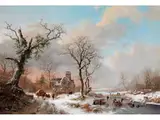 Winterlandschaft mit Eisläufern in der Nähe Einer Kirche by Fredrik Marinus Kruseman, oil on canvas, offered Apr 2020