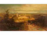 Abendlandschaft mit Stadt by Carl Spitzweg, oil on board, sold Apr 2022