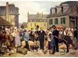 Der Besuch des Präfekten by Léonce Petit, oil on canvas, sold Dec 2022