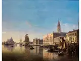Malerischer Blick vom Canal Grande auf Uferanlage mit dem Dogenpalast by Julius Helfft, oil on canvas, sold Mar 2019