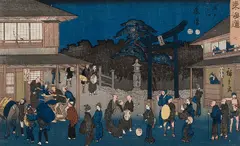 The Fifty-Three Stations of the Tokaido - Reisho Tokaido Station 7, Fujisawa by Ando Hiroshige, woodblock print on paper, sold Apr 2023