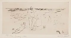Bathers by Milton Avery, 1941, drypoint etching on paper, sold Apr 2023