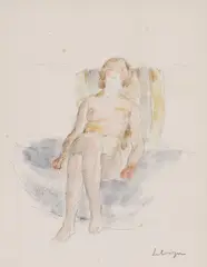 Seated Woman by Henri Lebasque, graphite and watercolour on paper, sold Apr 2023