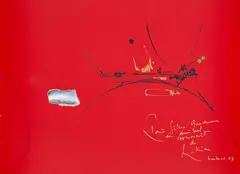 Sans titre by Georges Mathieu, 1963, ink and collage on card, sold Apr 2023