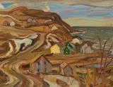 Quebec Village, Lower St. Lawrence by A. Y. Jackson, 1953, oil on board, sold Apr 2023