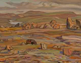 September Mountains, N.W.T by A. Y. Jackson, 1951, oil on board, sold Apr 2023