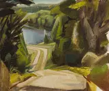Road to the Lake by Lawrence Arthur Colley Panton, oil on board, sold Apr 2023