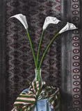 Still Life with Calla Lilies by Fred Ross, mixed media on card, sold Apr 2023