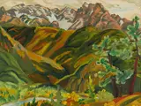 Brew Mountain by Paul Rand, oil on canvas board, sold Mar 2023