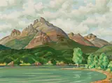 Arrow Lake B.C. by Paul Rand, oil on canvas board, sold Mar 2023