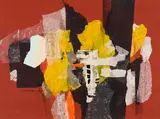 Ancient Forms by Frank Leonard Brooks, 1971, mixed media on canvas, sold Mar 2023