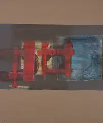 Palimpseste by Marcelin Cardinal, 1981, acrylic collage on canvas, sold Mar 2023