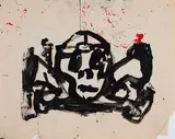 Skull by John Scott, mixed media on paper, sold Mar 2023