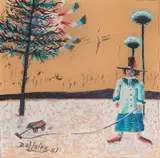 Étude pour Cadet Rouselle by Jean Dallaire, 1951, gouache on paper, sold Mar 2023
