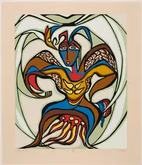 Eagle Dancer by Daphne Odjig, 1977, colour silkscreen on paper, sold Mar 2023