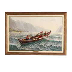Against Wind and Tide by Hans Dahl, Oil on canvas, sold Jun 2025