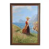 Young Woman with Scythe by Hans Dahl, Oil on canvas, sold Jun 2025